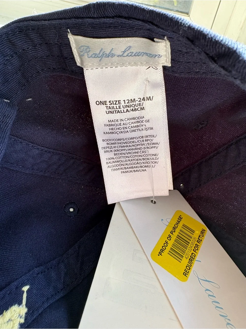 Ralph Lauren Navy Baseball Cap with Yellow Polo Logo